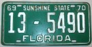 Florida Nummerplåt USA Sunshine State 1969-70
