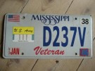 Nummerplåt Mississippi Army Veteran USA