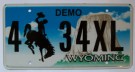 Wyoming Nummerplåt USA Demo