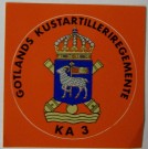 Dekal Klistermärke KA 3 Gotlands Kustartilleriregemente